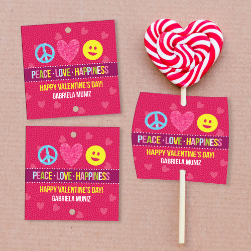 Peace, Love & Happiness Lollipop Cards Set