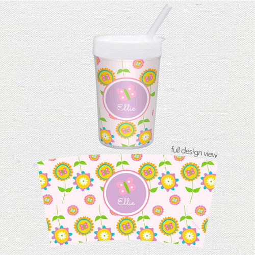Pink Flowers Pattern Toddler Cup