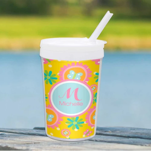 Yellow Flowers Pattern Toddler Cup