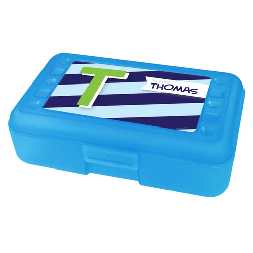 Brilliant Initial Blue Pencil Box