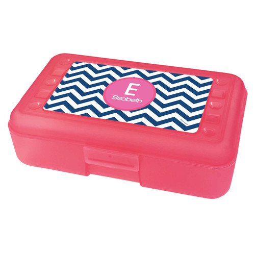Chevron Blue And Pink Pencil Box