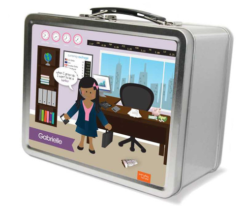 A Girl Crunching Numbers Metal Lunchbox
