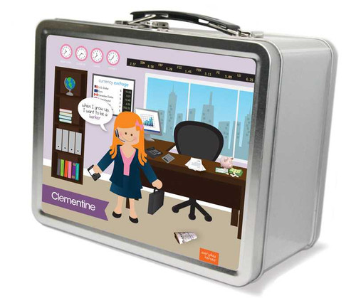 A Girl Crunching Numbers Metal Lunchbox