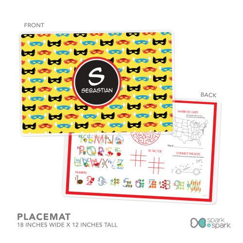 Super Hero Masks Kids Placemats