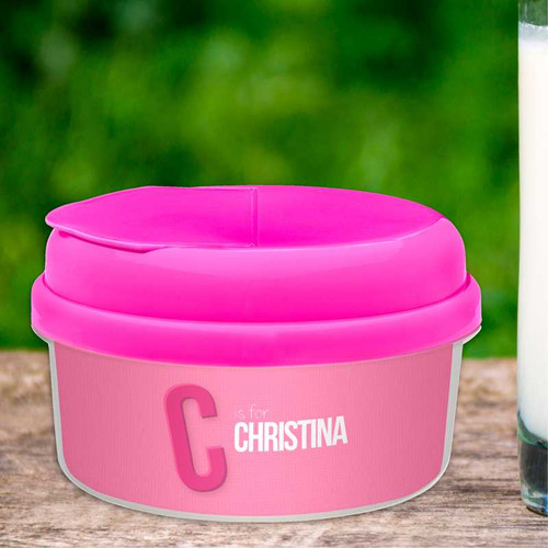 Double Initial Pink Snack Bowl
