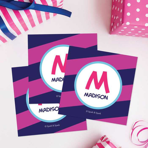 Fun Initials Magenta Gift Label Set