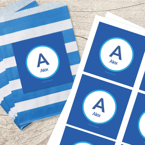 A Linen Letter Blue Gift Label Set
