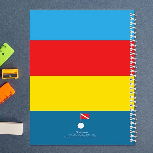 Spark & Spark Under the Sea Boy Kids Notebook, colorful striped notebook with a hook and loop spiral binding.