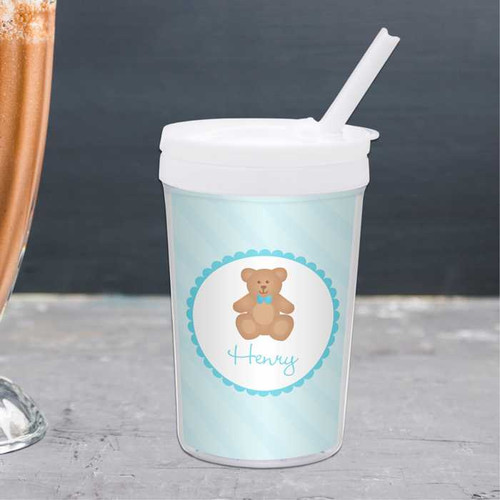 Cute Blue Teddy Bear Toddler Cup