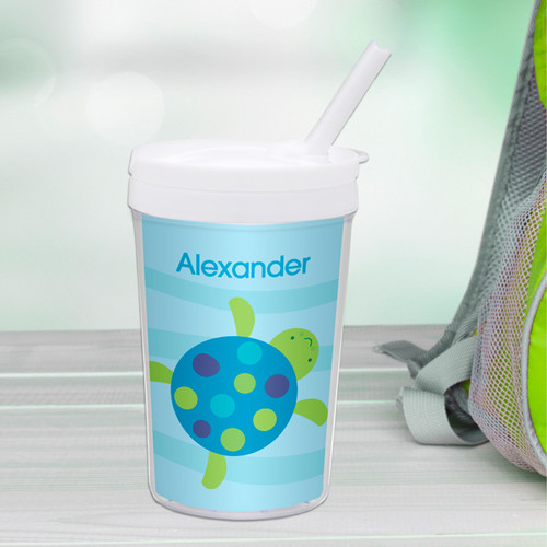 Swimming Blue Turtle Toddler Cup