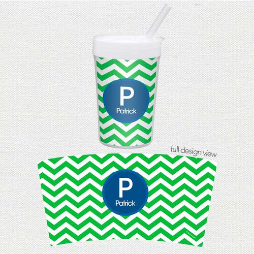 Chevron Green And Blue Toddler Cup