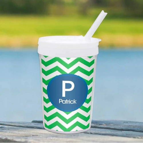 Chevron Green And Blue Toddler Cup
