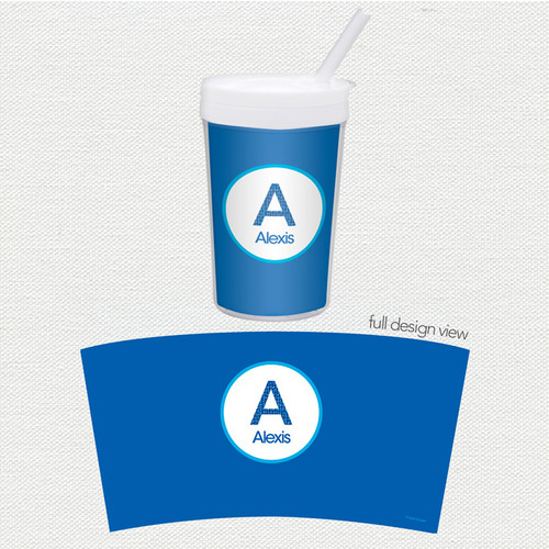 A Linen Blue Letter Toddler Cup