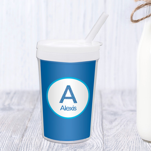 A Linen Blue Letter Toddler Cup