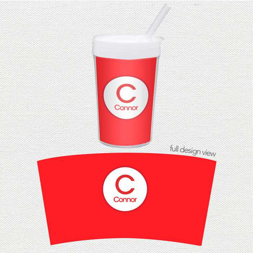 A Linen Red Letter Toddler Cup