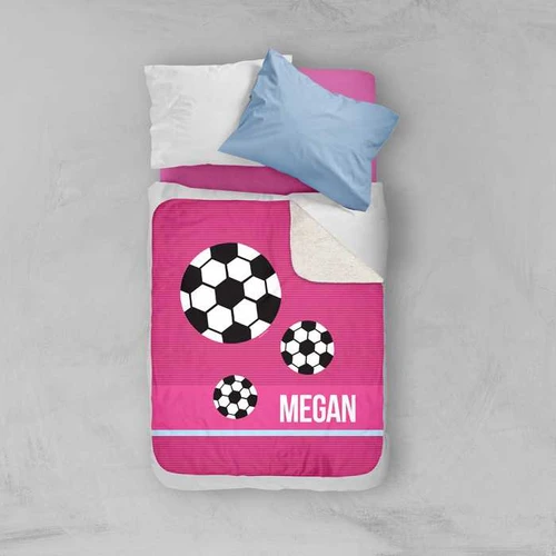 Girl Soccer Fan Pink Sherpa Blanket