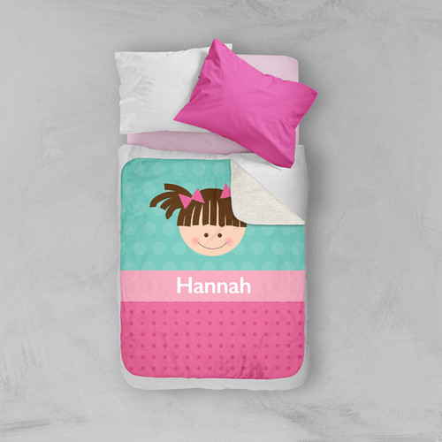 Just Like Me Girl Aqua Sherpa Blanket