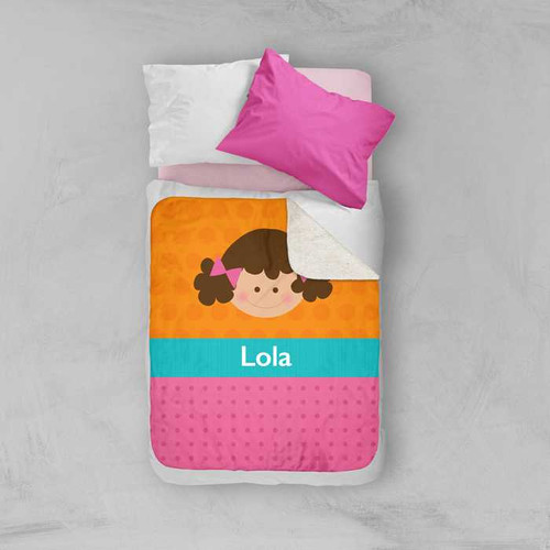 Just Like Me Girl Orange Sherpa Blanket
