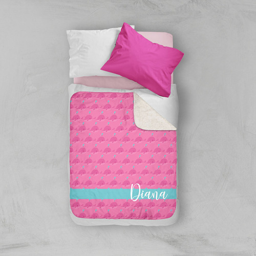 Cute Pink Whales Sherpa Blanket