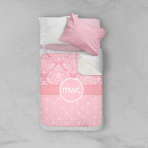 Pink Sweet Damask Sherpa Blanket