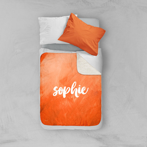 Bold Colorful Name Orange Sherpa Blanket