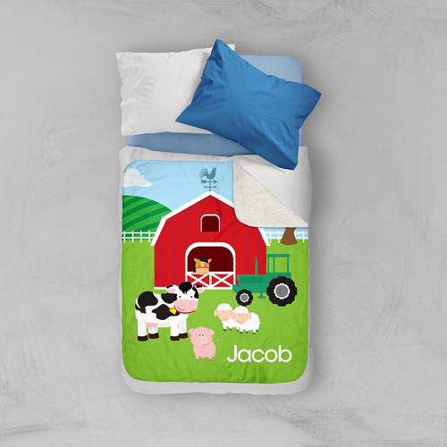 A Day In The Farm Sherpa Blanket