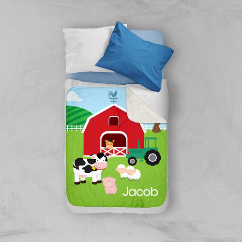A Day In The Farm Sherpa Blanket
