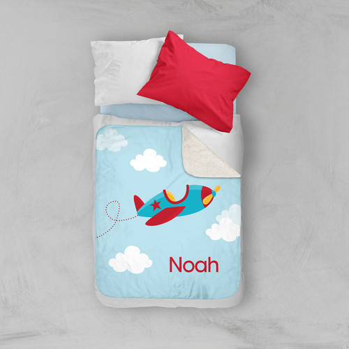 Fly Little Plane Sherpa Blanket