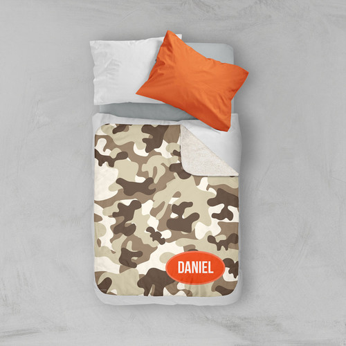 Brown Camouflage Sherpa Blanket