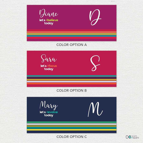 Spark & Spark Real Simple Ceramic Mug, colorful design with personalized names and motivational phrases.