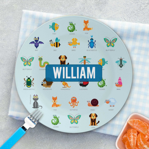 Animal ABC Blue Personalized Boys Plate