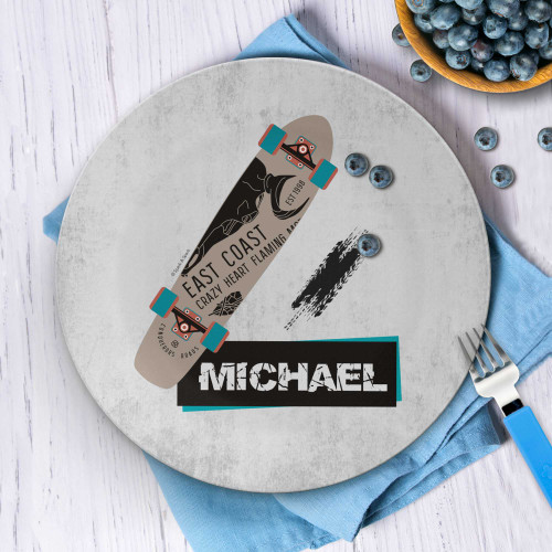 Urban Skate  Grey Personalized Boys Plate