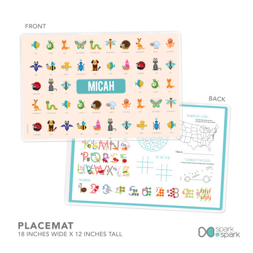 Animal ABC Beige Kids Placemat