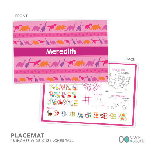 Dinosaur trails  Girl Kids Placemat