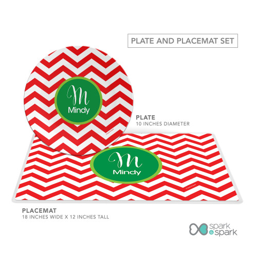 Red Xmas Chevron Kids Placemat