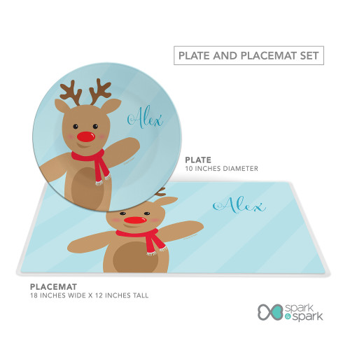 Sweet Reindeer - Blue Kids Placemat