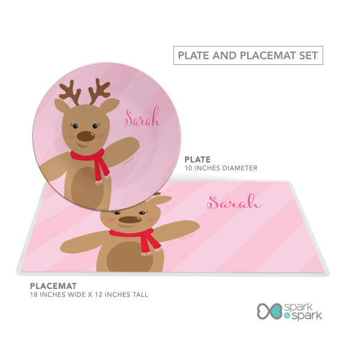 Sweet Reindeer - Pink Kids Placemat