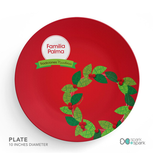 Spark & Spark La Tradicion de la Corona Holiday Placemat, red holiday themed placemat with festive holly design.