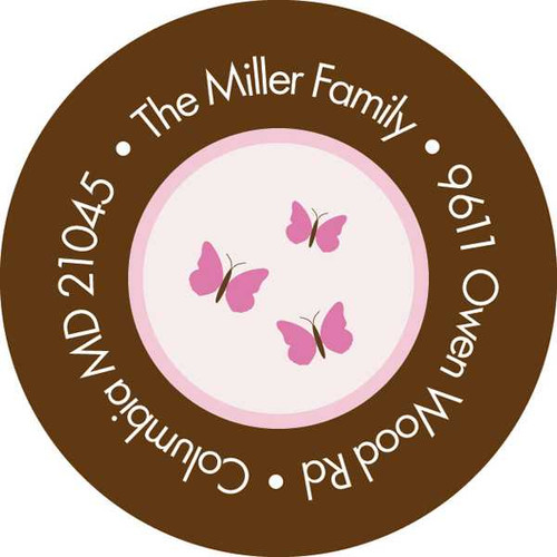 Pretty Butterflies Round Return Address Labels