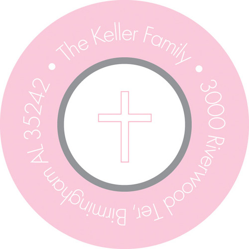 Pink Frame Squares Round Return Address Labels