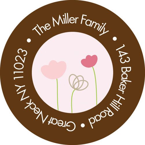 Chocolate And Pink Garden Religious Address Labels