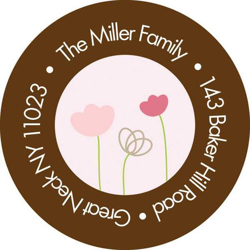 Chocolate And Pink Garden Religious Address Labels