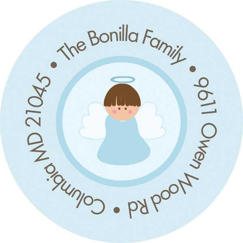 Christian Little Angel Boy Round Address Labels