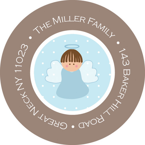 Sweet Little Blue Angel Round Return Address Labels
