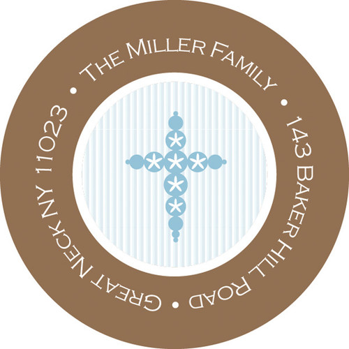 Delicate Stitch In Blue Round Address Labels