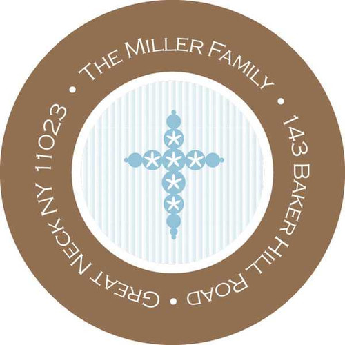 Delicate Stitch In Blue Round Address Labels