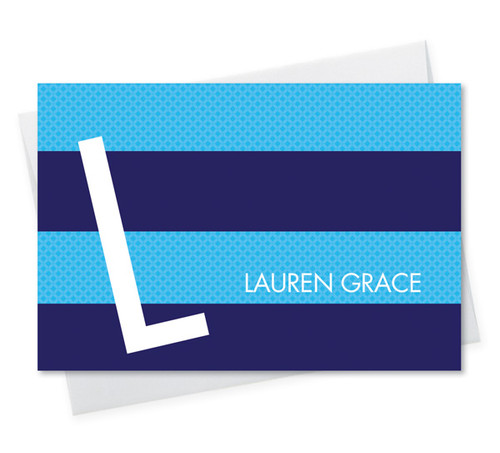 Cute Personalized Foldover Note Cards | Fun Bold Blue