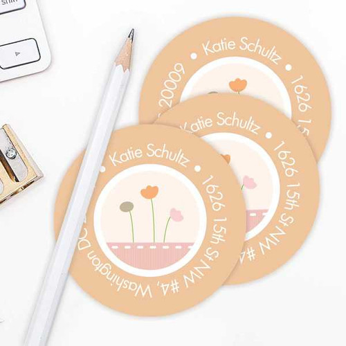 Ribbon And Flowers  Label Set