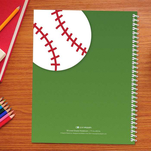 baseball field personalized notebook for kids