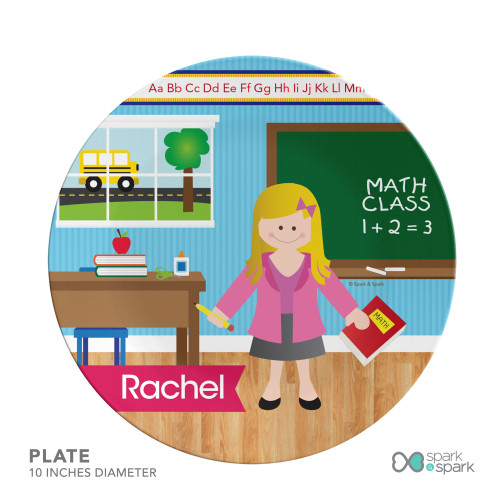 Learning Time Custom Plate for Girls
